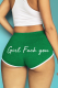 Green Casual Print Patchwork Letter Skinny High Waist Pencil Positioning Print Bottoms