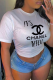 White Casual Street Print Patchwork O Neck T-Shirts
