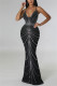 Black Sexy Formal Hot Drilling Hot Drill V Neck Sheath Dresses