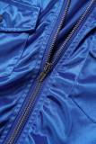 Blue Casual Solid Patchwork Zipper Short Sleeve Two Pieces