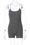 Pink Sexy Solid Backless Spaghetti Strap Skinny Romper
