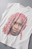 Pink Casual Street Print Patchwork O Neck T-Shirts