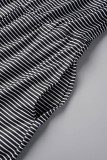 Black Sexy Casual Striped Print Backless Spaghetti Strap Regular Jumpsuits