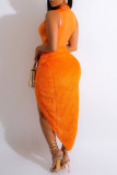 Silver Sexy Casual Solid Patchwork Slit Half A Turtleneck Sleeveless Dress Dresses