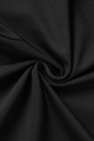 Black Sexy Patchwork Backless Contrast One Shoulder Sleeveless Dress Dresses
