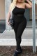 Black Sexy Casual Sportswear Solid Backless Oblique Collar Sleeveless Two Pieces