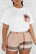 White Casual Print Patchwork O Neck Short Sleeve Two Pieces