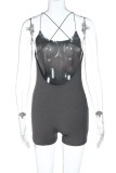 Pink Sexy Solid Backless Spaghetti Strap Skinny Romper