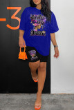 Pink Casual Print Basic O Neck Short Sleeve Two Pieces