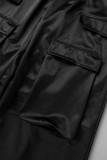Red Casual Street Solid Patchwork Pocket High Waist Straight Solid Color Bottoms