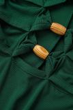 Green Sexy Solid Hollowed Out Backless Spaghetti Strap Long Dress Dresses