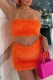 Orange Sexy Casual Solid Backless Strapless Sleeveless Two Pieces