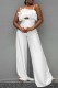 White Sexy Casual Solid Bandage Backless Spaghetti Strap Regular Jumpsuits