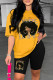 Ginger Casual Print Basic O Neck Short Sleeve Two Pieces