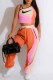 Pink Street Print Patchwork Oblique Collar Sleeveless Two Pieces