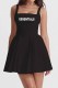 Black Street Print Backless Letter Square Collar Princess Dresses