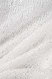 White Sexy Solid Hollowed Out Sequins Patchwork O Neck Tops