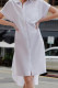 White Casual Print Patchwork Buckle Turndown Collar Shirt Dress Dresses
