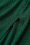 Green Sexy Solid Hollowed Out Backless Spaghetti Strap Long Dress Dresses