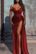 Red Sexy Elegant Solid High Opening Hot Drill Off the Shoulder Strapless Dress Dresses