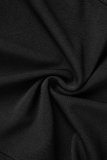 Black Sexy Casual Simplicity Solid Hollowed Out O Neck One Step Skirt Dresses