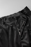 Red Casual Street Solid Patchwork Pocket High Waist Straight Solid Color Bottoms