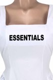 Pink Street Print Backless Letter Square Collar Princess Dresses