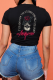 Black Casual Street Print Patchwork O Neck T-Shirts