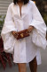 White Casual Solid Patchwork Buckle Without Belt Turndown Collar Shirt Dress Dresses(Without Belt)