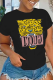 Black Casual Daily Print Patchwork O Neck T-Shirts