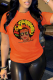 Orange Casual Vintage Print Patchwork O Neck T-Shirts