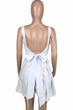 Pink Street Print Backless Letter Square Collar Princess Dresses