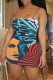 Black Sexy Print Backless Spaghetti Strap Wrapped Skirt Dresses