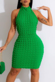 Pink Sexy Solid Patchwork O Neck Pencil Skirt Dresses