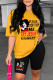 Ginger Casual Print Basic O Neck Short Sleeve Two Pieces
