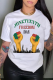White Street Vintage Print Patchwork Letter O Neck T-Shirts