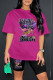 Rose Red Casual Print Basic O Neck Short Sleeve Two Pieces