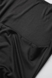 Red Sexy Casual Solid Fold Halter Pencil Skirt Dresses