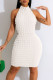 White Sexy Solid Patchwork O Neck Pencil Skirt Dresses