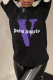 Black Casual Daily Print Letter O Neck T-Shirts