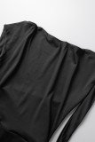 Red Sexy Casual Solid Fold Halter Pencil Skirt Dresses