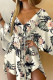 Black And White Sexy Casual Print Frenulum V Neck Irregular Dress Dresses(With Belt)