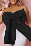 Red Sexy Casual Celebrities Solid With Bow Zipper Strapless High Waist Tops