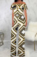 Glitter Gold Casual Print Patchwork Flounce Off the Shoulder Straight Jumpsuits