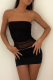 Black Sexy Solid See-through Strapless Sleeveless Two Pieces