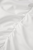 White Sexy Casual Solid Backless Spaghetti Strap Sleeveless Two Pieces