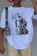 White Casual Street Print Patchwork O Neck T-Shirts