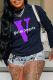 Black Casual Daily Print Patchwork Letter O Neck Tops