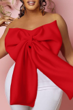 Red Sexy Casual Celebrities Solid With Bow Zipper Strapless High Waist Tops