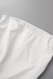 White Sexy Casual Solid Backless Spaghetti Strap Sleeveless Two Pieces